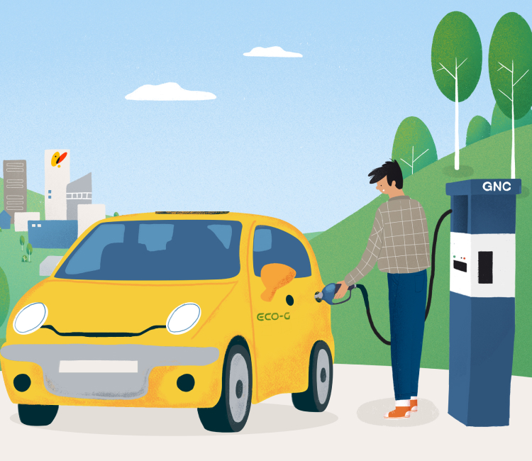 Taxi híbrido funcionando con gas natural